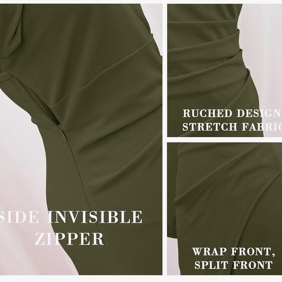 NWT Zesica Burgundy one shoulder long sleeve party dress w/ slit size M - Picture 2 of 12